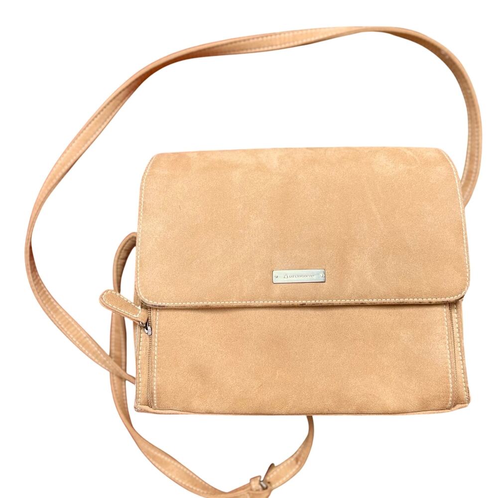 Women's Designer Liz Claiborne Suede Leather Purse In A Muted Mustard Color -EUC